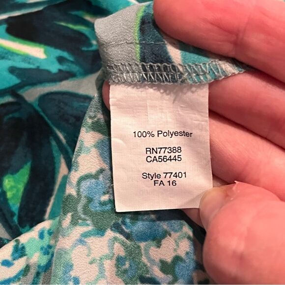 J. Crew Green & Blue Hydrangea Floral Print Short Sleeve Blouse Size Small - Picture 5 of 6